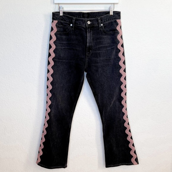 Citizens of Humanity Demy High Rise Cropped Flare Jeans in Date Night Pink Wave - Picture 12 of 12